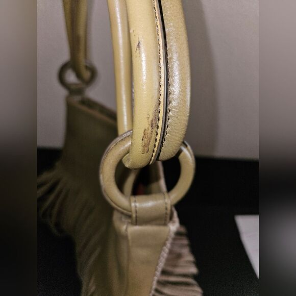 Katherine Kwei Love Knots Olive Green Leather Snakeskin Embossed Hobo - Picture 7 of 11